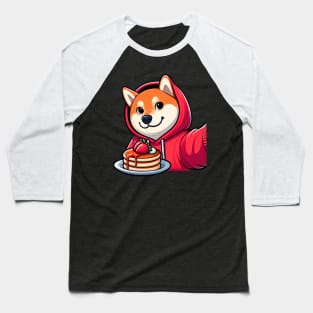 Shiba Inu Strawberry Pancakes Selfie Time Baseball T-Shirt